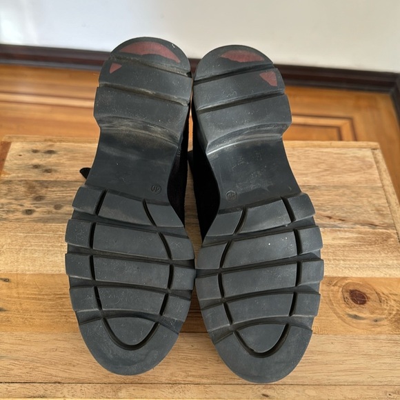 Antonia De Faria Tara Chelsea Black Suede Leather Lug Block Heel Boot Size 9 - Picture 10 of 14